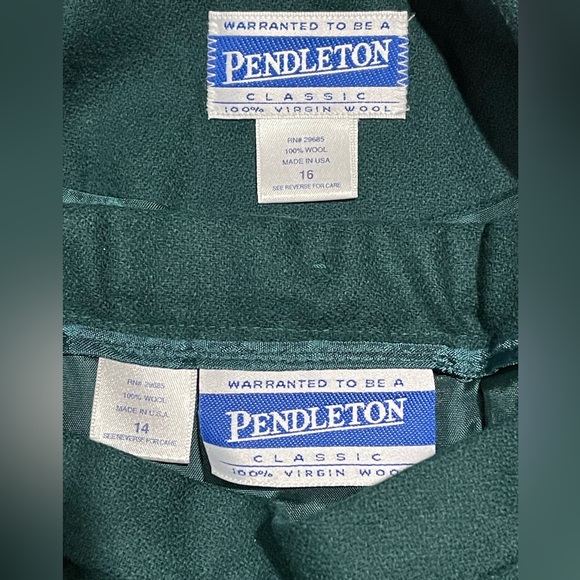 Pendleton Classic Virgin Wool Hunter Green 2 Pcs Suit Sz 16 Blazer 14 Skirt Set - Picture 14 of 16